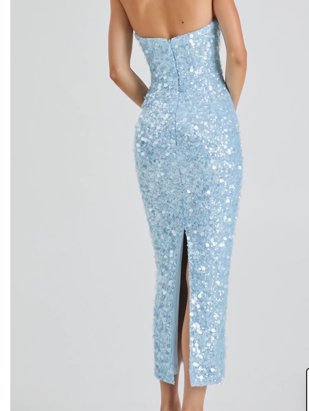 NWT Helsi Leslie sequin column gown icy blue - Picture 4 of 7